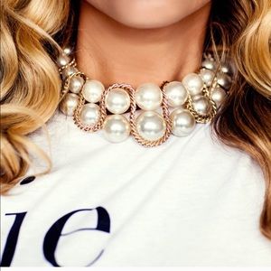 Pearl & Gold Swirl Necklace #1020